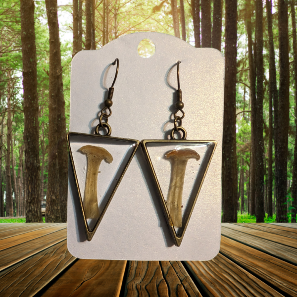 Pressed Mushroom Earrings -Triangle